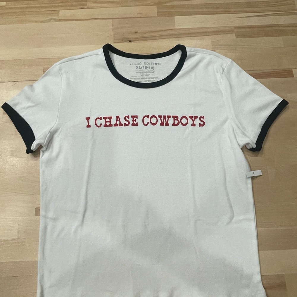 NWT Social Edition White T-Shirt with Red Text